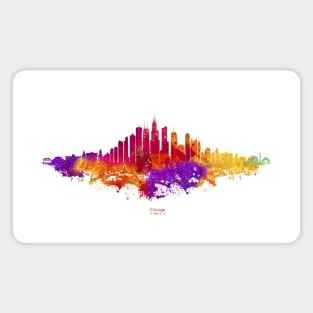 Chicago City Skyline - Colorful Watercolor silhouette on White Background Magnet